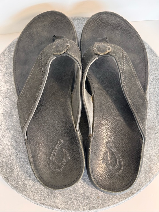 Olukai Leather Nui-M Men’s Flip Flops Sandals 12 Black main image 5
